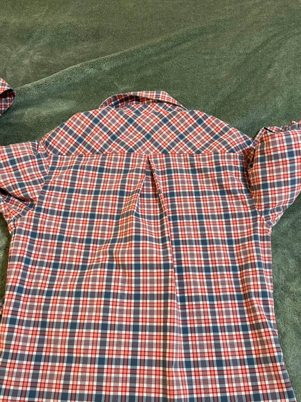 Stio Women’s Pearl Snap Plaid Shirt Red, Blue & White Western Nylon Poly Medium - Picture 10 of 11